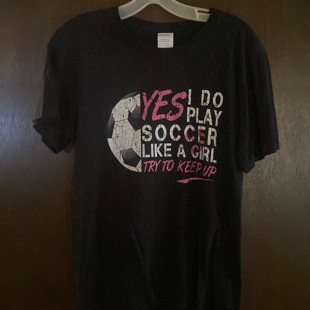 girls large soccer t-shirt